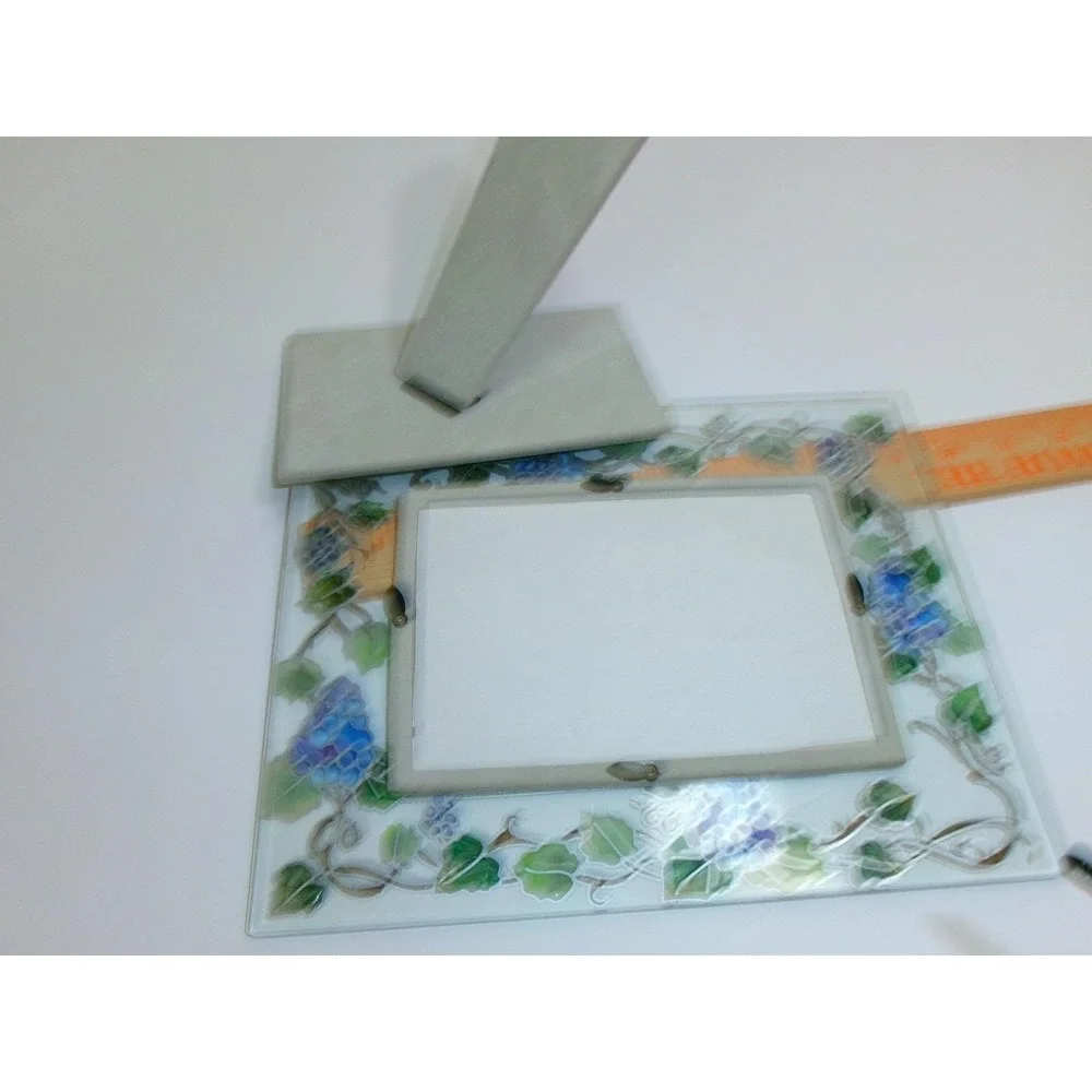 VTG 2003 Joan Baker Designs Glass Picture Frame 4x6 Purple Grapes Stained‎ Glass